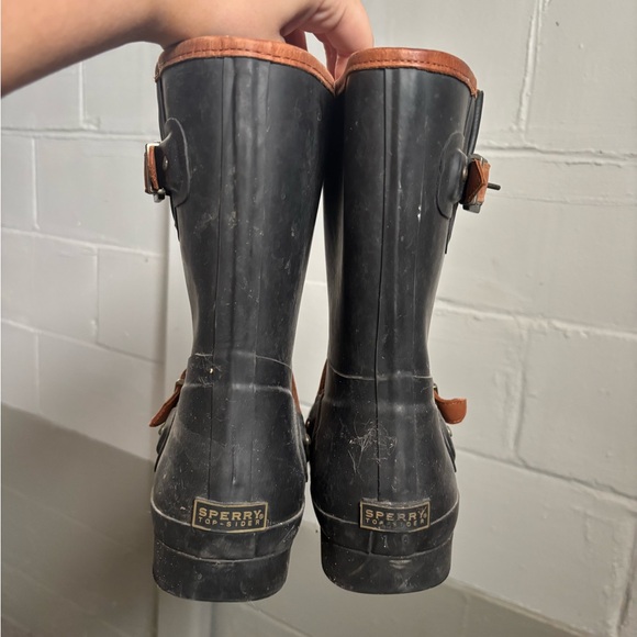 Sperry Black and Brown Winter Rain Boots - Picture 3 of 4